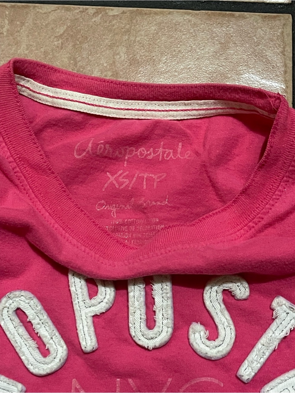 Y2K 100% Cotton Aeropostale Women's Pink Graphic Logo Tee - Picture 5 of 10